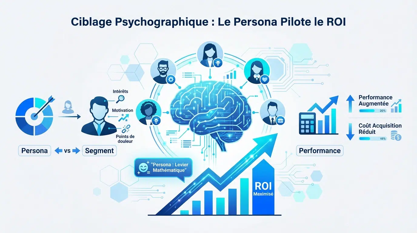 Graphique montrant l'optimisation du ROI grâce au ciblage psychographique des personas